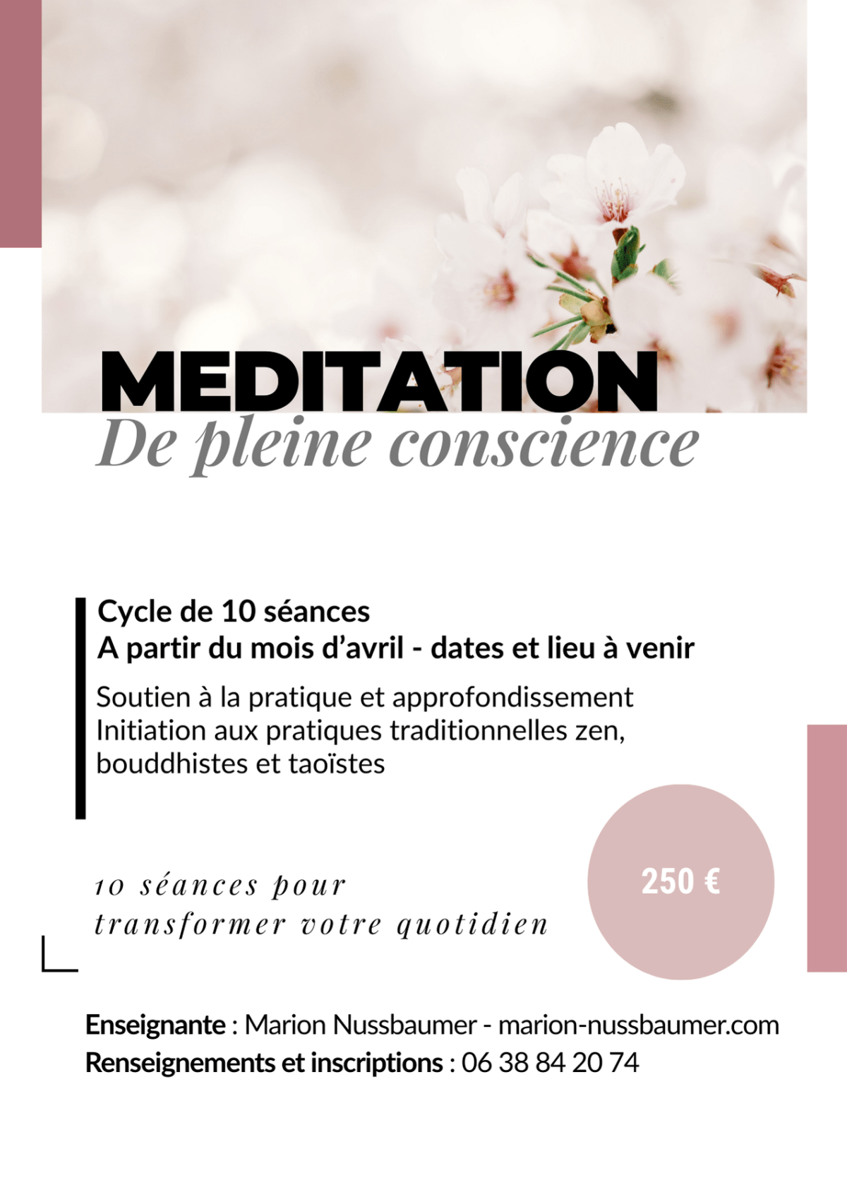Avril 2026 – Cycle de méditation : découverte, soutien à la pratique et approfondissement