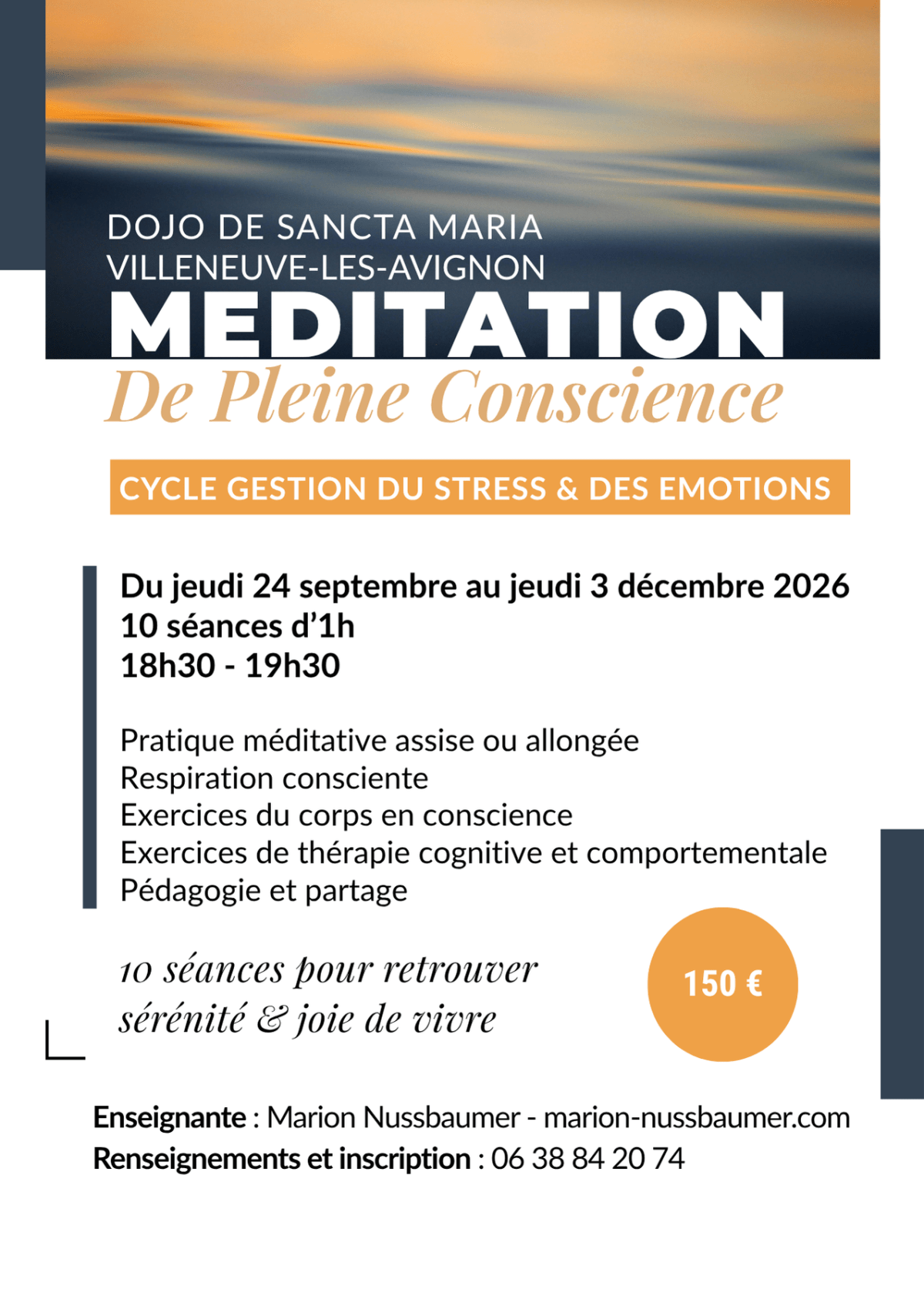 Rentrée 2026 : cycle de méditation de pleine&nbsp;conscience